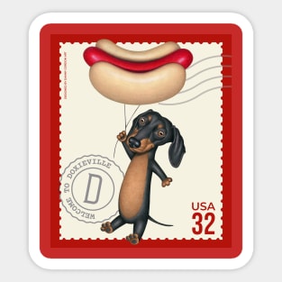 Cute Dachshund Doxie Dog with Hotdog Balloon Sticker